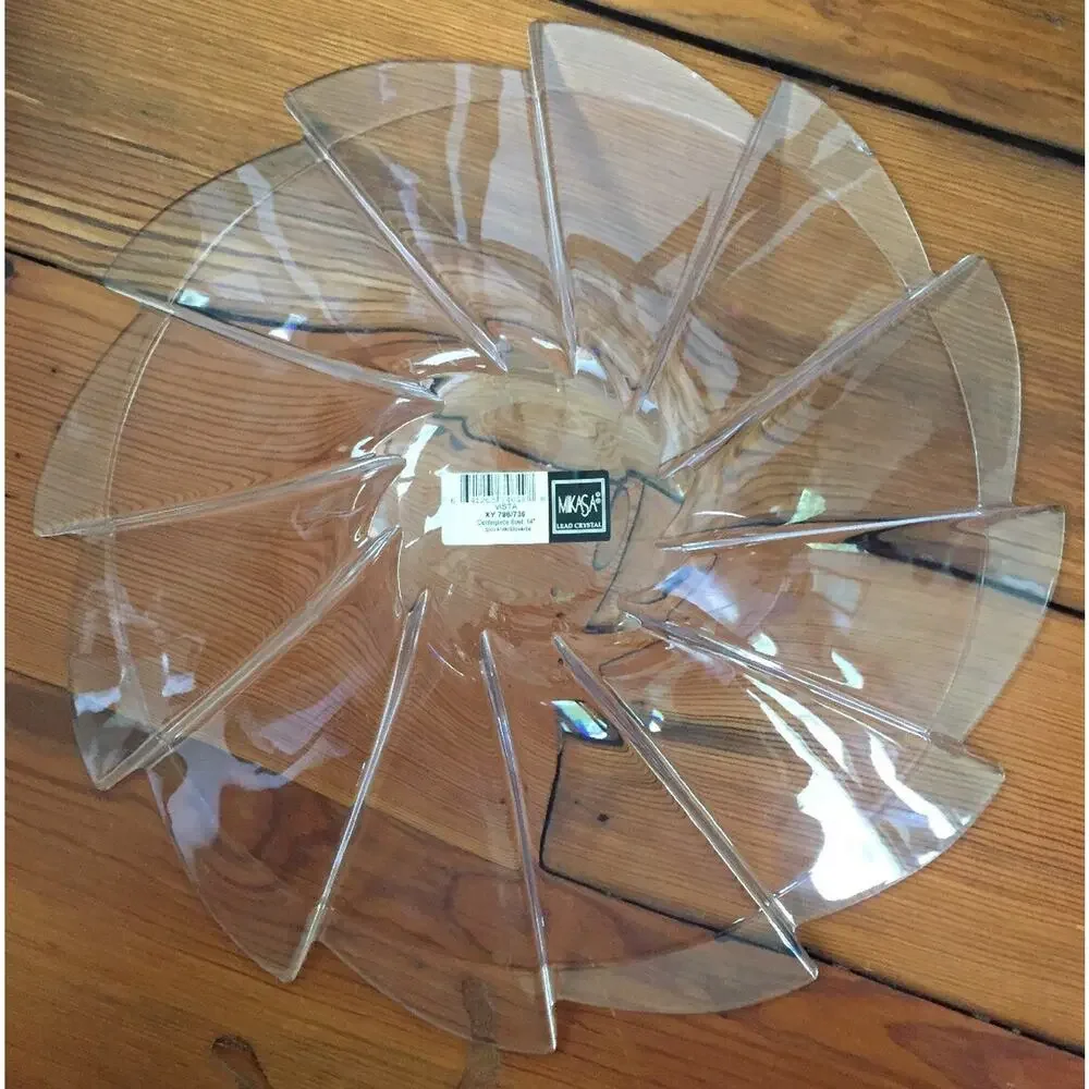 Mikasa Elite Heavy Lead Crystal Vista Modern Glass Centerpiece Display Bowl 14